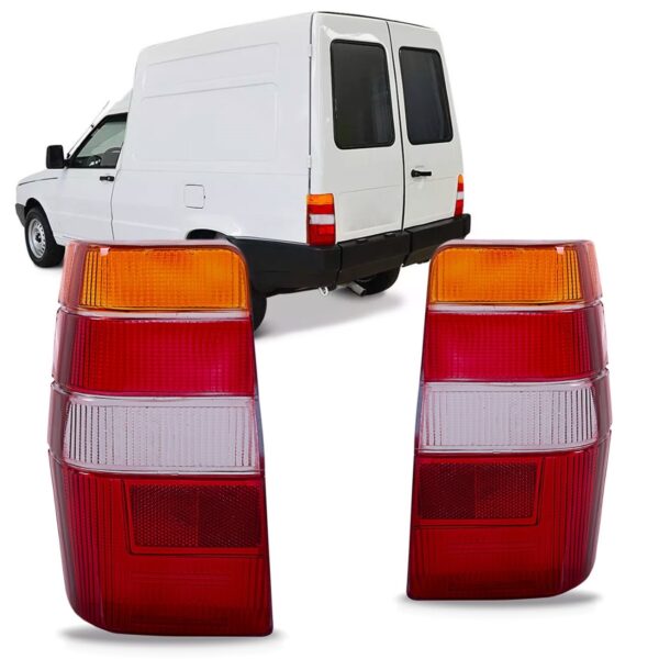 Par Lente Lanterna Traseira Fiorino 1986 A 1997 Modelo Carto Tricolor