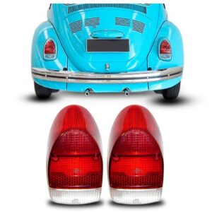 Par Jogo Lente Lanterna Seta Traseira Rubi Fusca 1500 Vermelho