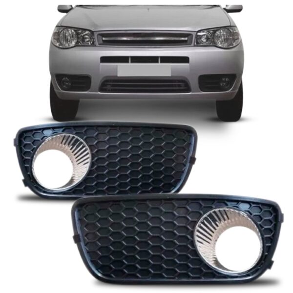 Par Moldura Milha Palio Siena 2004 A 2010 Preto Com Furo - Preto - Ambos Os Lados