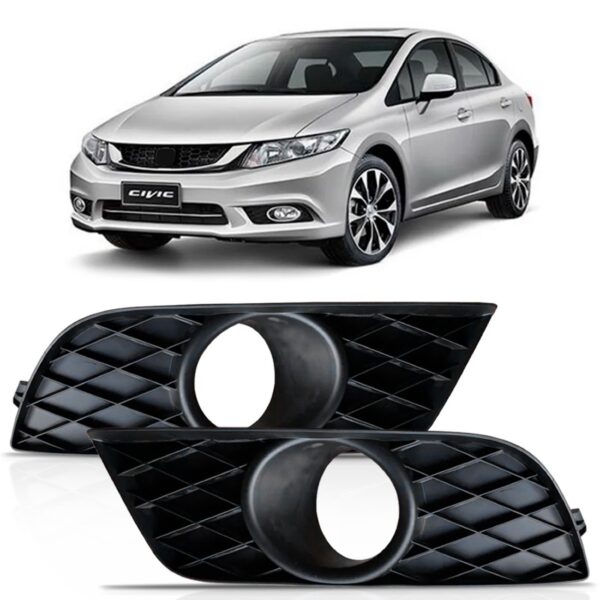 Par Moldura Milha New Civic 2012 2013 2014 2015 Preto