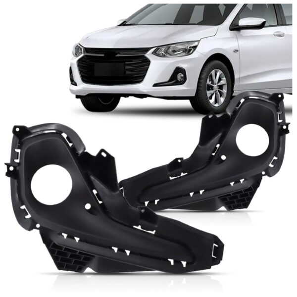 Par Moldura Milha Onix Plus 2020 2021 2022 Com Furo Preto