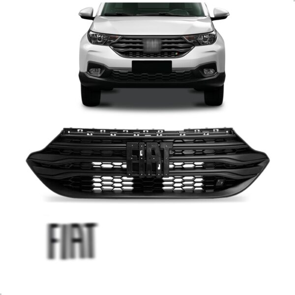 Kit Grade Para Fiat Strada 2020 A 2024 C/emblema Black Piano Preto