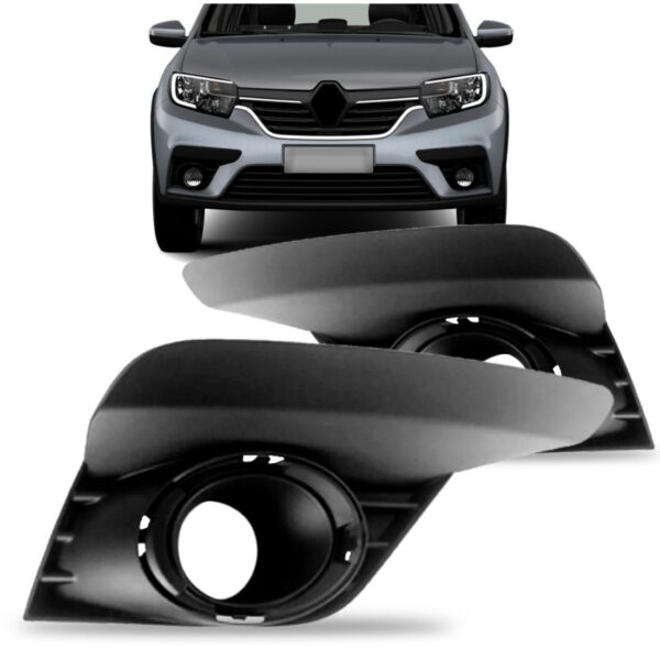 Par Moldura Do Farol De Milha Sandero Com Furo 2020 21 2022 Preto Ambos Os Lados