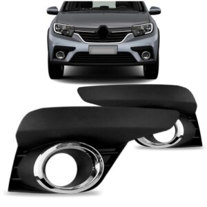 Par Moldura Milha Logan Sandero 20 21 22 C/ Furo Aro Cromado Preto