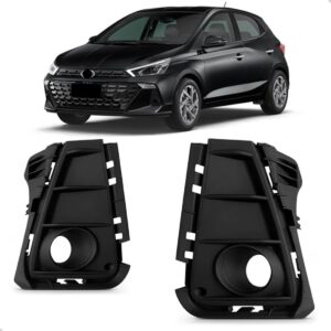 Par Moldura Farol Milha Hb20 2023 Até 2024 Preta Com Furo Preto