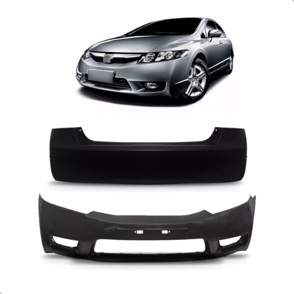 Kit Envolvente New Civic 2009 2010 2011 Dianteiro E Milha Preto