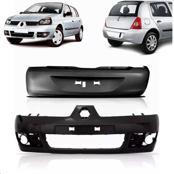 Jogo Parachoque Dianteiro Traseiro Clio 06/12 Hatch C/furo Preto