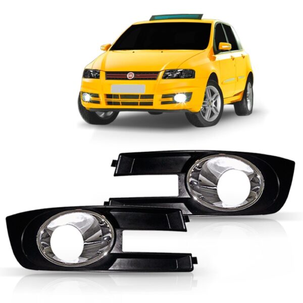 Par Grade Tela Moldura Parachoque Milha Stilo 2008 2009 Preto