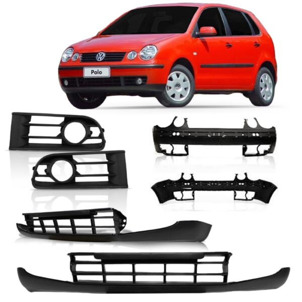 Kit Polo 2003 A 07 Parachoque Dianteiro/grades/spoiler Novo Preto
