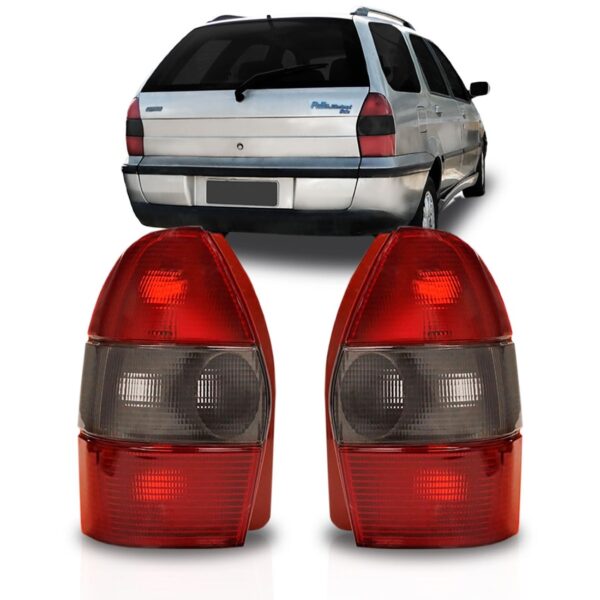 Par Lanterna Para Palio Weekend 1997 A 2000 Fumê Acrílico Vermelho