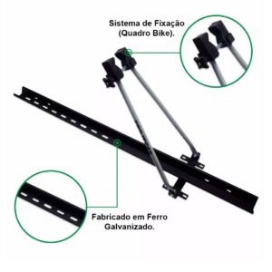Travessa Rack  S10 12 13 14 15 16 17 18 Prata + Suporte Bike Plata