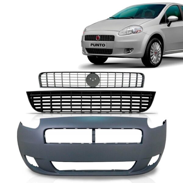 Parachoque Punto C/ Grade Superior E  07 08 09 10 11 Novo Preto