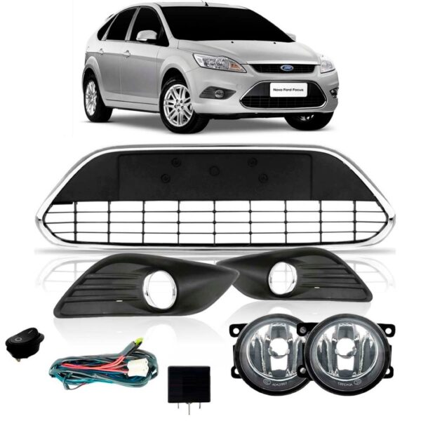 Kit Farol Milha Ford Focus 2009 Á 2013 + Grade Parachoque