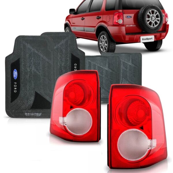 Par Sinaleira Ecosport 2007 A 2011 Bicolor + Jogo Tapete Pvc Vermelho