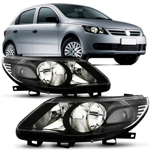 Par Farol Gol G5 2008 A 2013 Mascara Negra Foco Duplo