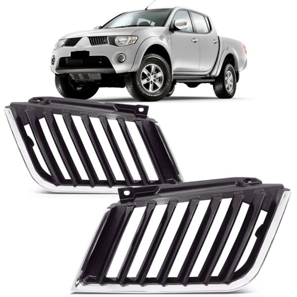 Par Aplique Do Parachoque L200 Triton Ano 2007 08 2009 2010 Preto