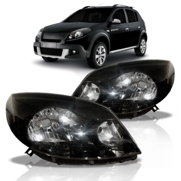 Par Farol Sandero Stepway Ano 2012 2013 2014 Negra Vibe Direito E Esquerdo