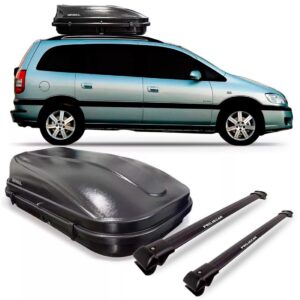 Kit Suporte Bagagem De Teto Zafira + Bau Maleiro 510 Litros Preto