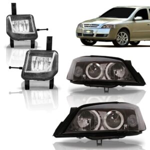 Farol Astra Mascara Negra Fume 2003 A 2012 + Farol Milha Gsi Direito E Esquerdo