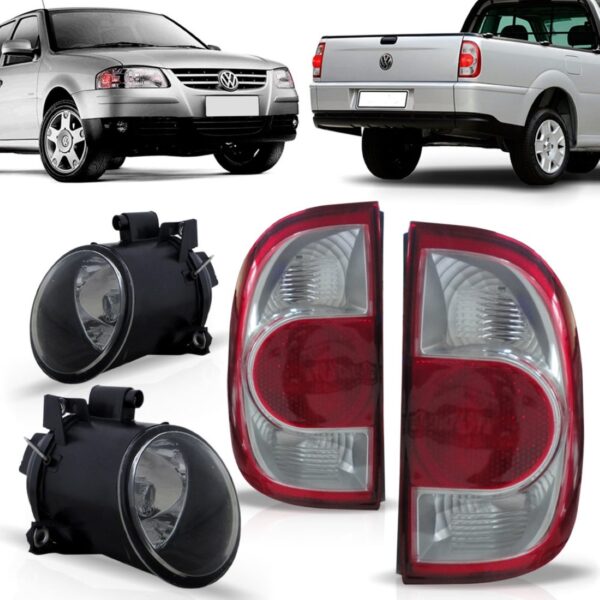 Kit Sinaleira Com Milha Para Saveiro G4 2006 A 2011 Bicolor Vermelho