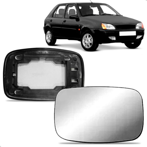 Par Vidro Lente Retrovisor Fiesta 1996 A 2002 Zetec C/ Base