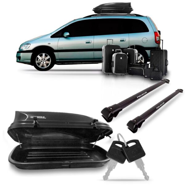 Kit Travessa Zafira Larga Preta Com Bau Maleiro 350 Litros Preto