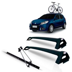 Bagageiro Sandero 2007 A 2012 Preto + Suporte Bike Preta