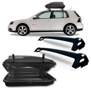 Rack Bagageiro Golf 2000 A 2013 Preto + Maleiro 270 Litros Preta