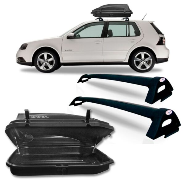 Rack Bagageiro Golf 2000 A 2013 Preto + Maleiro 270 Litros Preta
