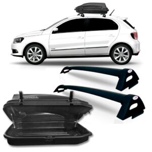 Kit Rack Teto Gol G5 G6 Preto + Bau Maleiro 270 Litros