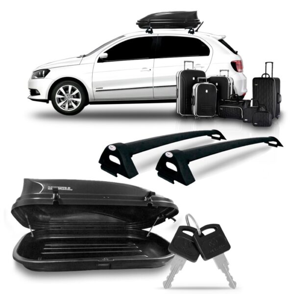 Kit Rack Gol G5  G6 G7 Voyage G5 Com Bau Maleiro 350 Litros Preto
