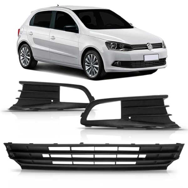 Kit Grade Gol Voyage G6 2015 E 2016 Inferior + Molduras Preto Grade/molduras