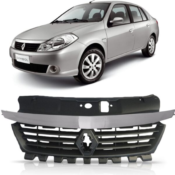 Tela Frontal Renault Symbol Completa Com Friso Cromado Preto