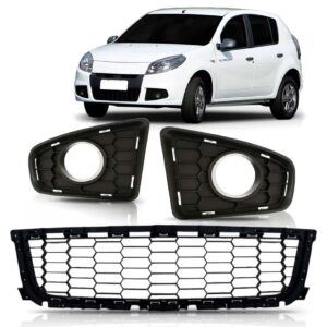 Kit Grade Sandero 2011 A 2014 Inferior + Molduras Retrovex Preta