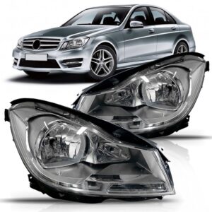 Par Farol C180 C200 2011 A 2014 Cromado Sem Motor