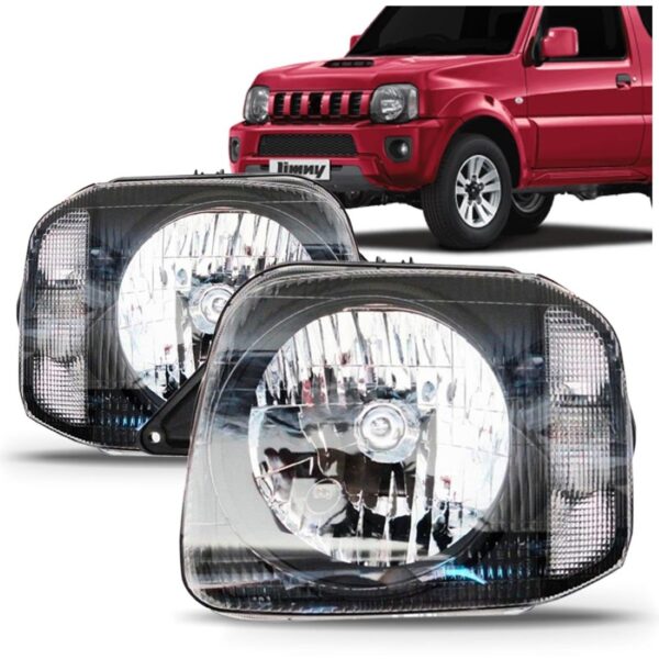 Par Farol Para Suzuki Jimny 2001 A 2012 Máscara Cromada