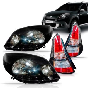 Kit Lanternas Sandero Stepway Fume + Par Farois Negro 12/15