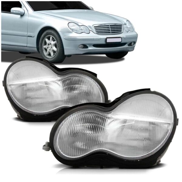 Par Farol Mercedes C180 C200 2001 2002 03 04 05 2006 Raiado