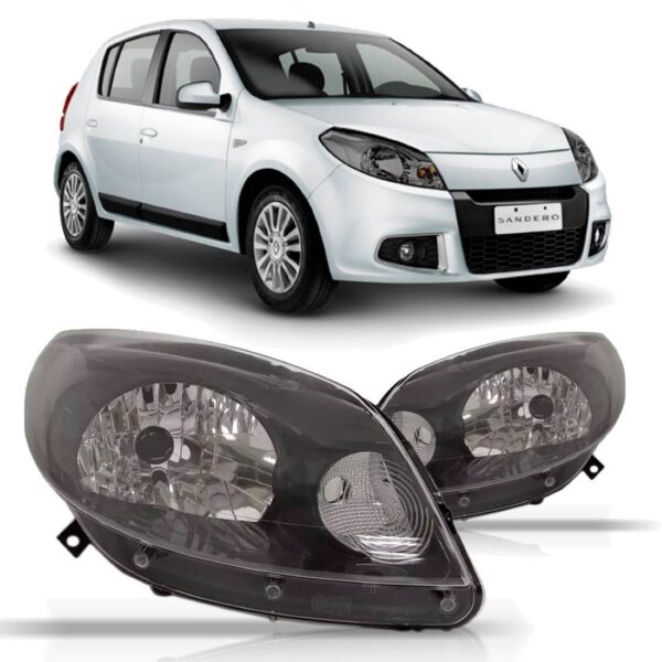 Par Farol Sandero 2012 A 2014 - Mascara Cinza