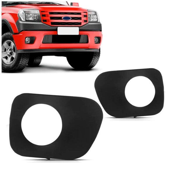 Par Grade Moldura Milha Ranger 2010 2011 2012 2013 Com Furo Preto