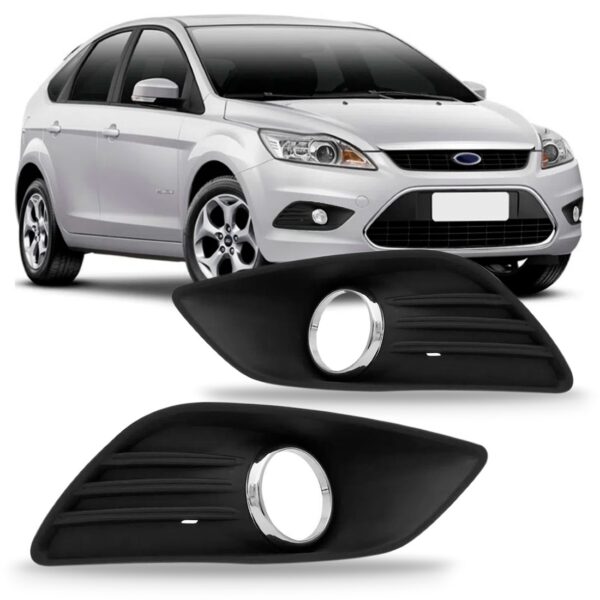 Jogo Moldura Farol De Milha Focus 2008 09/12 2013 Com Furo Preto