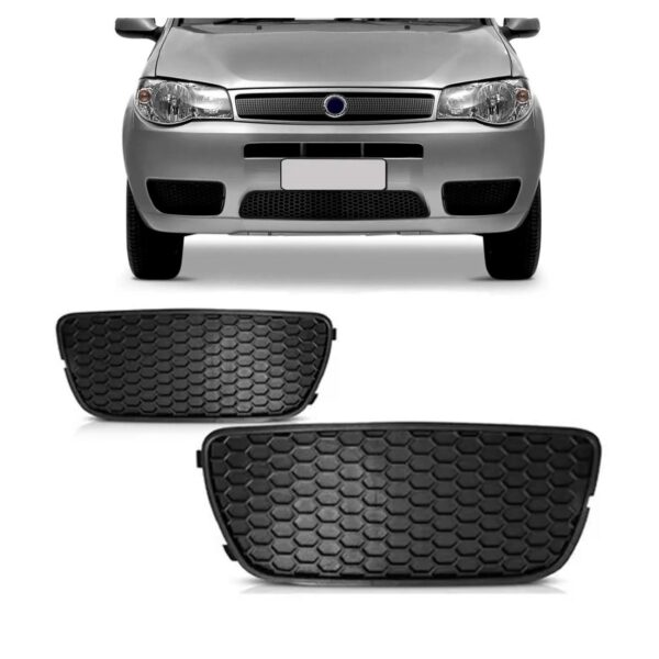 Par Grade Moldura Milha Palio 2004 2005 2006 2007 Sem Furo Preto Ambos Os Lados