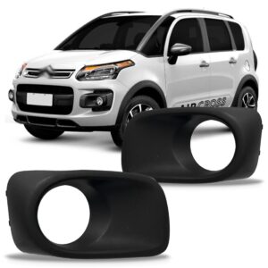 Par Moldura Farol Milha C3 Aircross 2012 A 15 2016 Com Furo Preto Ambos Os Lados
