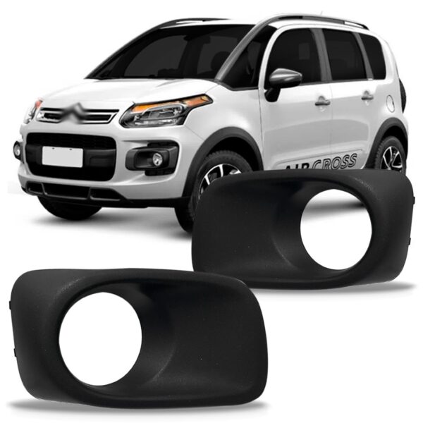 Par Moldura Farol Milha C3 Aircross 2012 A 15 2016 Com Furo Preto Ambos Os Lados