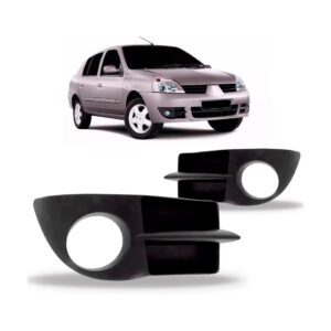 Par Tela Frontal Moldura Farol Milha Clio 06 07/11 Com Furo Preto