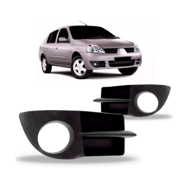 Par Tela Frontal Moldura Farol Milha Clio 06 07/11 Com Furo Preto