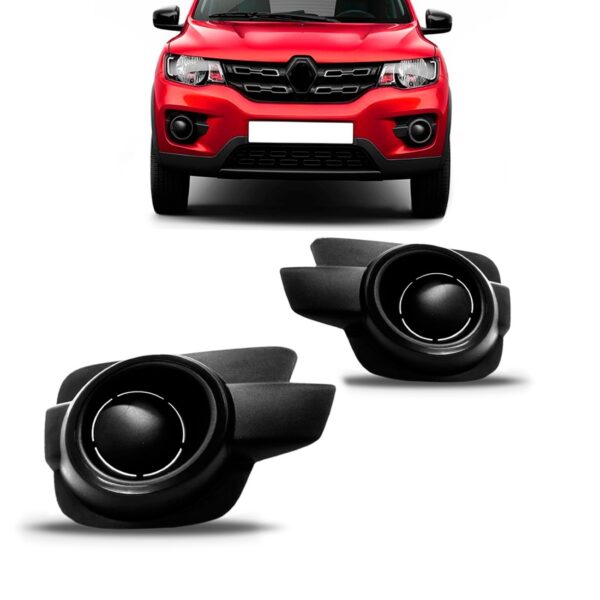 Par Moldura Farol Milha Kwid 2018 2019 2020 Sem Furo Preto Ambos Os Lados