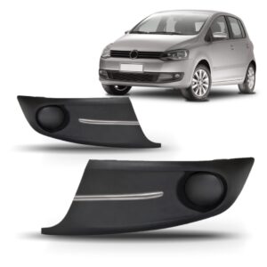 Par Moldura Farol Milha Fox Spacefox 2010 A 2015 S/furo Preto