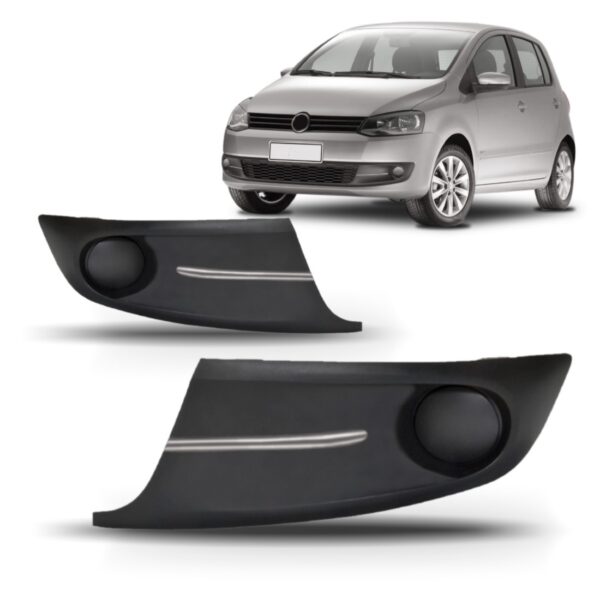 Par Moldura Farol Milha Fox Spacefox 2010 A 2015 S/furo Preto