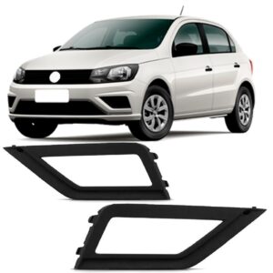 Par Grade Moldura Farol Milha Gol G8 2019 A 2020 Com Furo Preto Ambos Os Lados